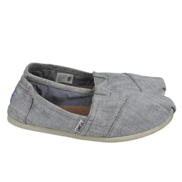 Toms Drizzle Grey Lurex Woven Alpargata Flat Shoe Size 8.5 - Picture 1 of 7